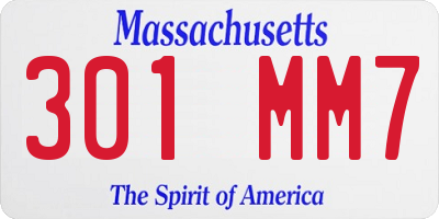 MA license plate 301MM7