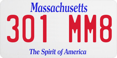 MA license plate 301MM8