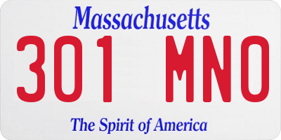MA license plate 301MN0