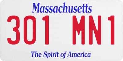 MA license plate 301MN1