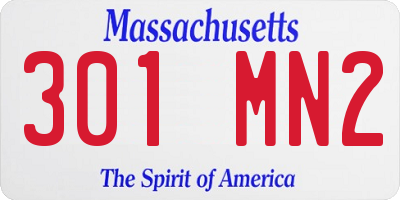 MA license plate 301MN2