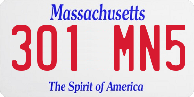 MA license plate 301MN5