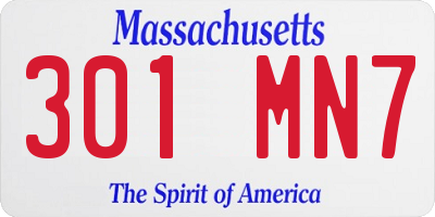 MA license plate 301MN7