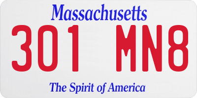 MA license plate 301MN8