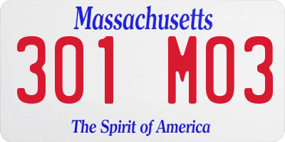 MA license plate 301MO3