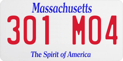 MA license plate 301MO4