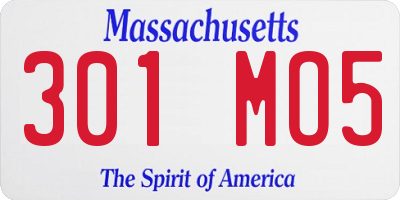 MA license plate 301MO5