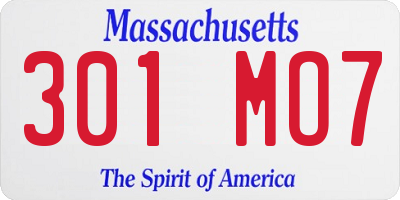 MA license plate 301MO7