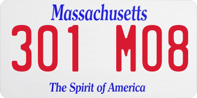 MA license plate 301MO8