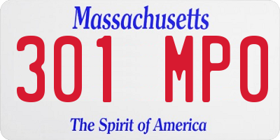 MA license plate 301MP0