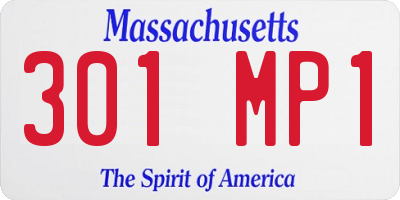 MA license plate 301MP1