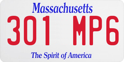 MA license plate 301MP6