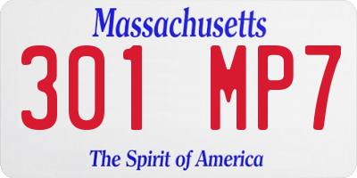 MA license plate 301MP7