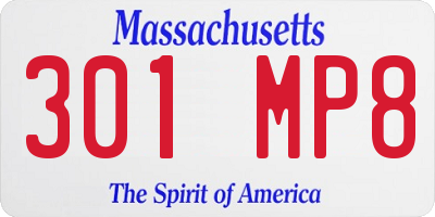 MA license plate 301MP8