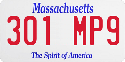 MA license plate 301MP9