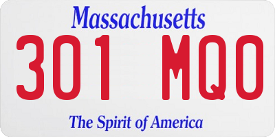 MA license plate 301MQ0