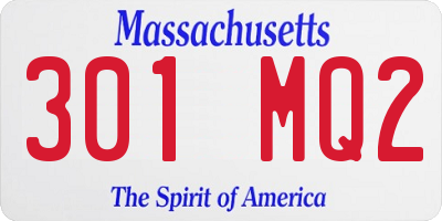 MA license plate 301MQ2