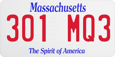 MA license plate 301MQ3