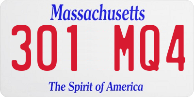 MA license plate 301MQ4