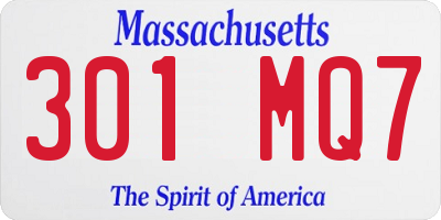 MA license plate 301MQ7