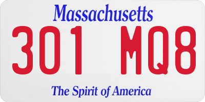 MA license plate 301MQ8