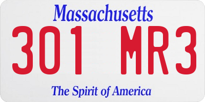 MA license plate 301MR3