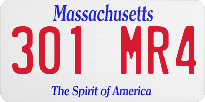MA license plate 301MR4
