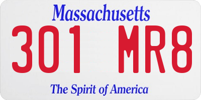 MA license plate 301MR8