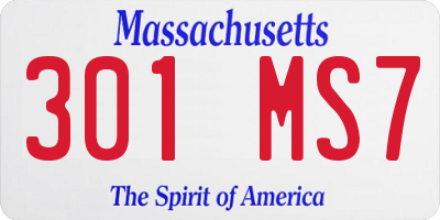 MA license plate 301MS7