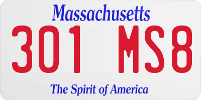 MA license plate 301MS8