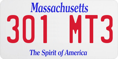 MA license plate 301MT3