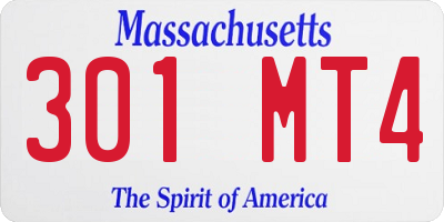 MA license plate 301MT4