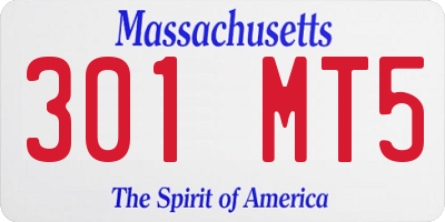 MA license plate 301MT5