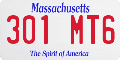 MA license plate 301MT6