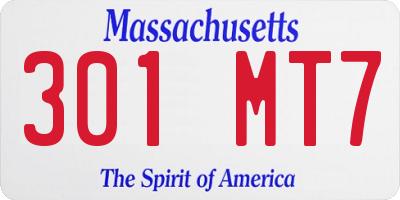 MA license plate 301MT7