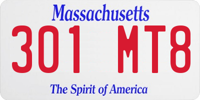 MA license plate 301MT8