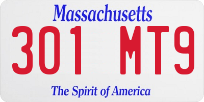 MA license plate 301MT9
