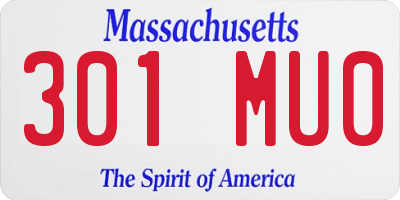 MA license plate 301MU0