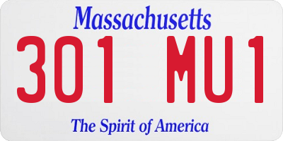 MA license plate 301MU1