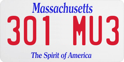 MA license plate 301MU3