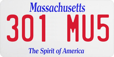 MA license plate 301MU5