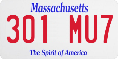 MA license plate 301MU7