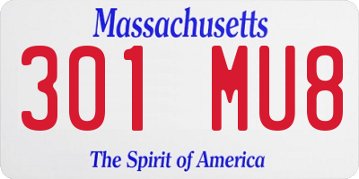 MA license plate 301MU8