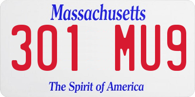 MA license plate 301MU9