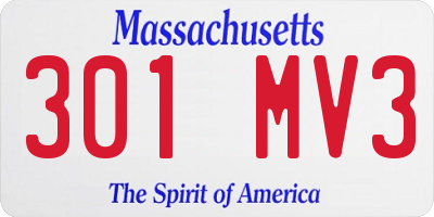 MA license plate 301MV3