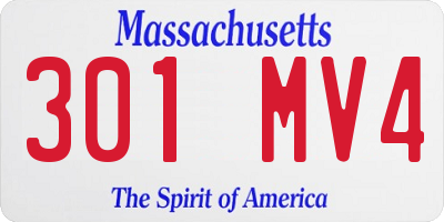 MA license plate 301MV4