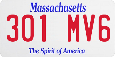 MA license plate 301MV6