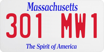MA license plate 301MW1