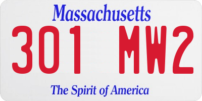 MA license plate 301MW2