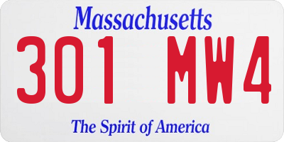 MA license plate 301MW4